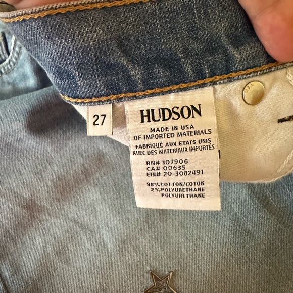 Hudson Riley Crop Relaxed Distressed GrommetStar Straight ButtonFly Jean NWOT 27 - Picture 12 of 16